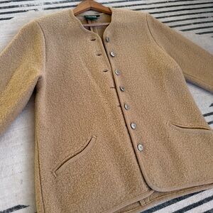 VTG Austria Collections XL Boiled Wool Jacket Camel Loden Tyrol Traditional Coat